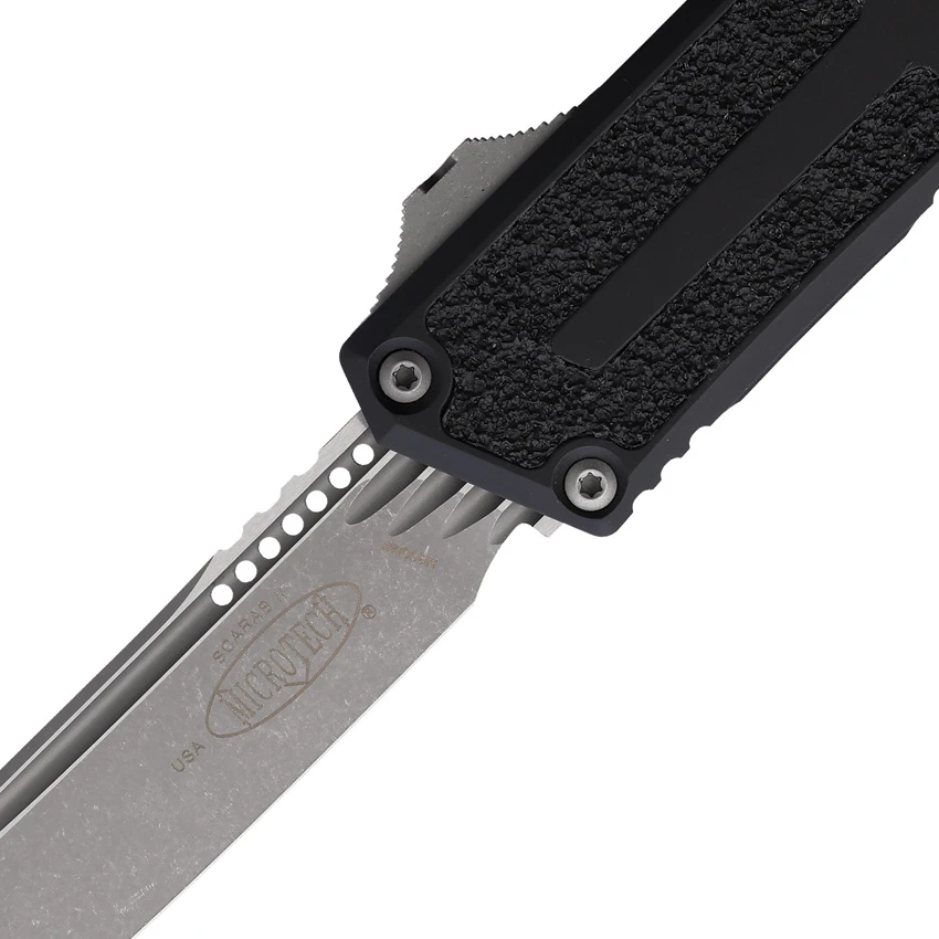 Microtech Scarab II Gen III T/E OTF Automatic Knife Black Aluminum (4" Apoc), Microtech Scarab II Gen III T/E OTF Automatic Knife Black Aluminum (4" Apoc) for Sale, Microtech Scarab II Gen III T/E OTF Automatic Knife Black Aluminum (4" Apoc)