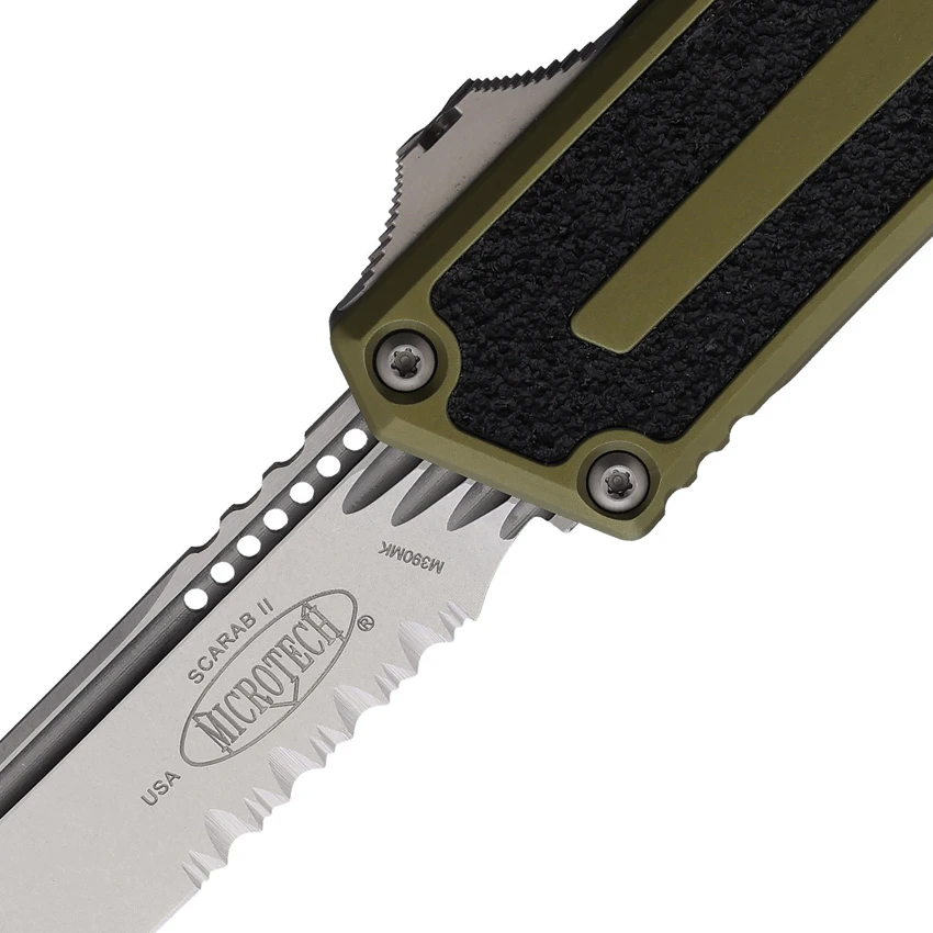 Microtech Scarab II Gen III T/E OTF Automatic Knife OD Green Al (4" SW Serr), Microtech Scarab II Gen III T/E OTF Automatic Knife OD Green Al (4" SW Serr) for Sale, Microtech Scarab II Gen III T/E OTF Automatic Knife OD Green Al (4" SW Serr)