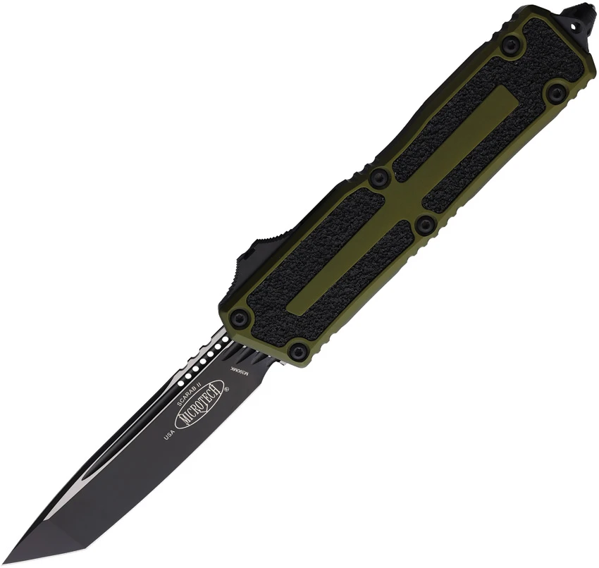 Microtech Scarab II Gen III T/E OTF Automatic Knife OD Green Aluminum (4" Black), Microtech Scarab II Gen III T/E OTF Automatic Knife OD Green Aluminum (4" Black) for Sale, Microtech Scarab II Gen III T/E OTF Automatic Knife OD Green Aluminum (4" Black)