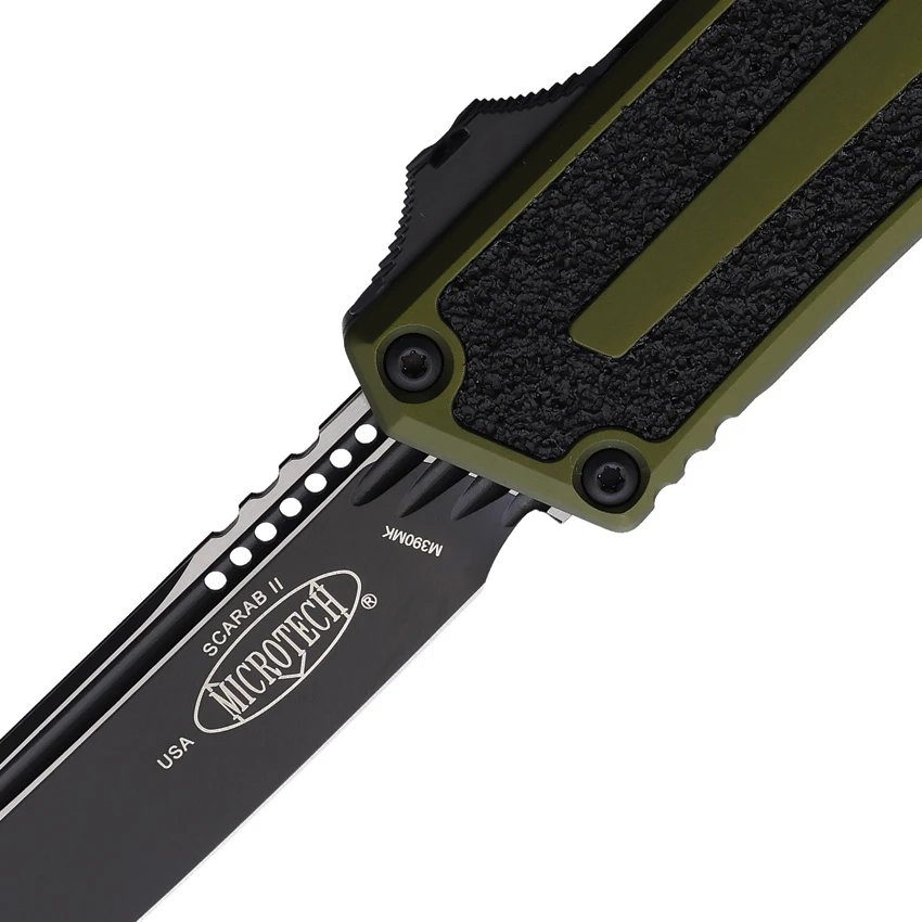 Microtech Scarab II Gen III T/E OTF Automatic Knife OD Green Aluminum (4" Black), Microtech Scarab II Gen III T/E OTF Automatic Knife OD Green Aluminum (4" Black) for Sale, Microtech Scarab II Gen III T/E OTF Automatic Knife OD Green Aluminum (4" Black)