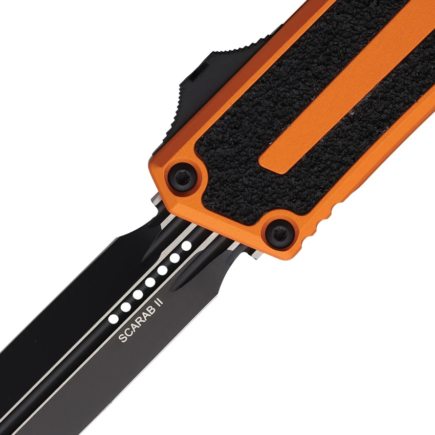 Microtech Scarab II Gen III D/E OTF Automatic Knife Orange Al (4" Black), Microtech Scarab II Gen III D/E OTF Automatic Knife Orange Al (4" Black) for Sale, Microtech Scarab II Gen III D/E OTF Automatic Knife Orange Al (4" Black)