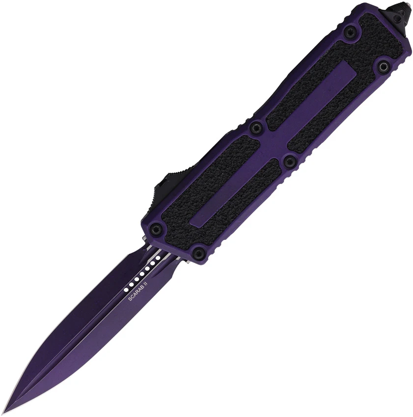 Microtech Scarab II Gen III D/E OTF Automatic Knife Weathered Purple (4" Purple), Microtech Scarab II Gen III D/E OTF Automatic Knife Weathered Purple (4" Purple) for Sale, Microtech Scarab II Gen III D/E OTF Automatic Knife Weathered Purple (4" Purple)