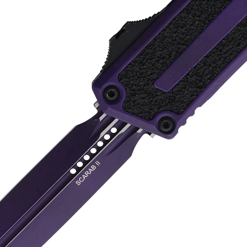 Microtech Scarab II Gen III D/E OTF Automatic Knife Weathered Purple (4" Purple), Microtech Scarab II Gen III D/E OTF Automatic Knife Weathered Purple (4" Purple) for Sale, Microtech Scarab II Gen III D/E OTF Automatic Knife Weathered Purple (4" Purple)