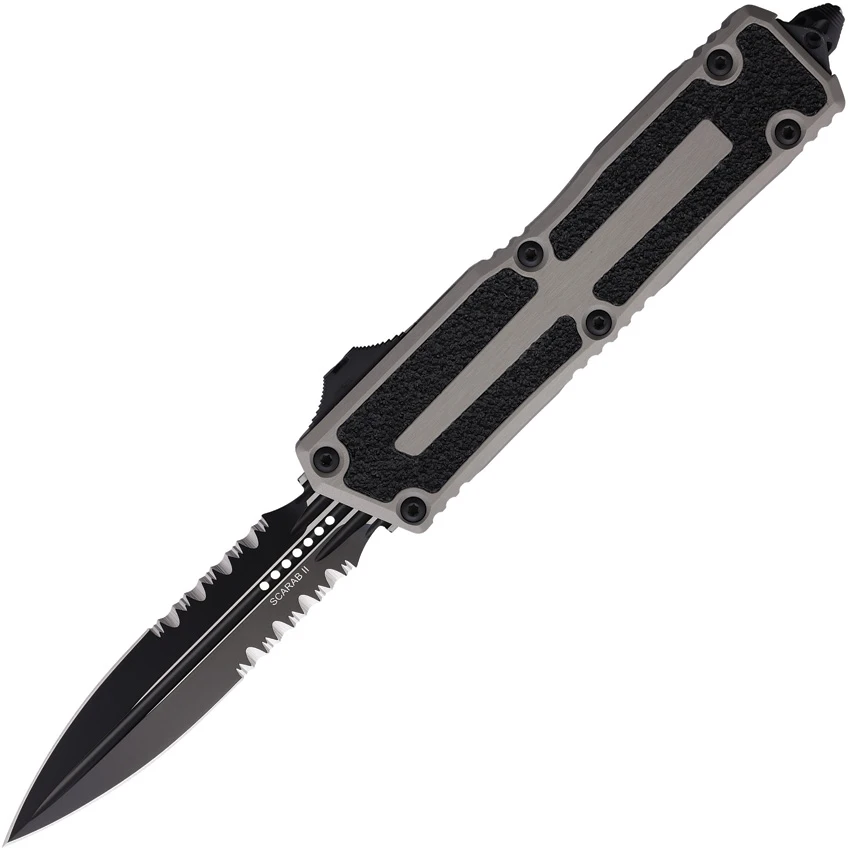 Microtech Scarab II Gen III D/E OTF Auto Knife Natural Clear Al (4" Black Serr), Microtech Scarab II Gen III D/E OTF Auto Knife Natural Clear Al (4" Black Serr) for Sale, Microtech Scarab II Gen III D/E OTF Auto Knife Natural Clear Al (4" Black Serr)