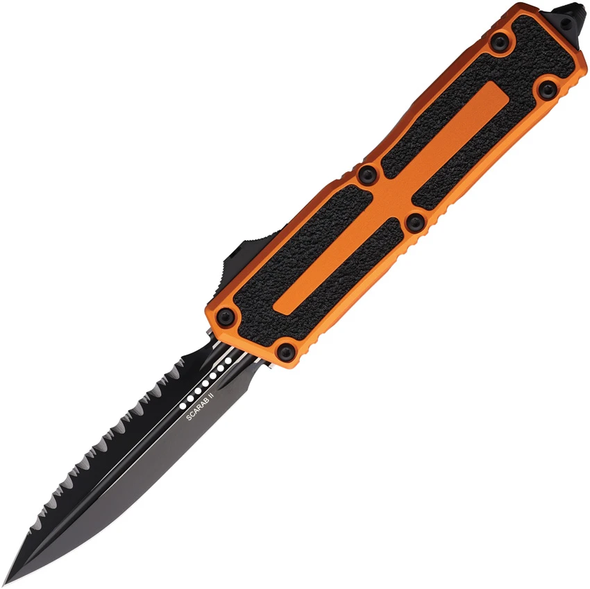 Microtech Scarab II Gen III D/E OTF Automatic Knife Orange Al (4" Black FS), Microtech Scarab II Gen III D/E OTF Automatic Knife Orange Al (4" Black FS) for Sale, Microtech Scarab II Gen III D/E OTF Automatic Knife Orange Al (4" Black FS)