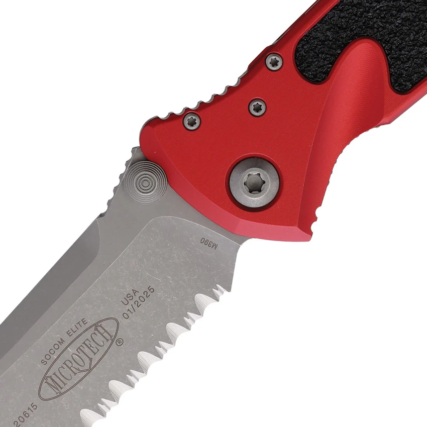 Microtech Socom Elite S/E Manual Knife Red Aluminum (4" Apocalyptic Serrated), Microtech Socom Elite S/E Manual Knife Red Aluminum (4" Apocalyptic Serrated) for Sale, Microtech Socom Elite S/E Manual Knife Red Aluminum (4" Apocalyptic Serrated)