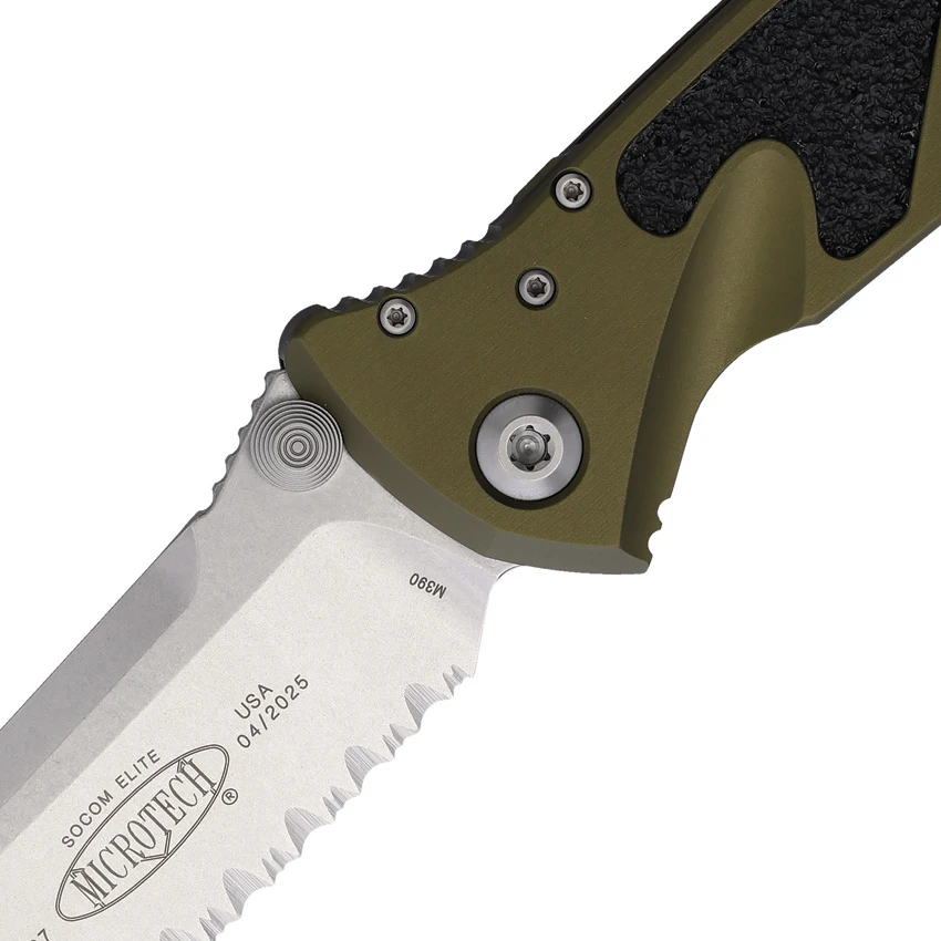 Microtech Socom Elite Auto Knife OD Green Aluminum (4" Stonewash Serr), Microtech Socom Elite Auto Knife OD Green Aluminum (4" Stonewash Serr) for Sale, Microtech Socom Elite Auto Knife OD Green Aluminum (4" Stonewash Serr)