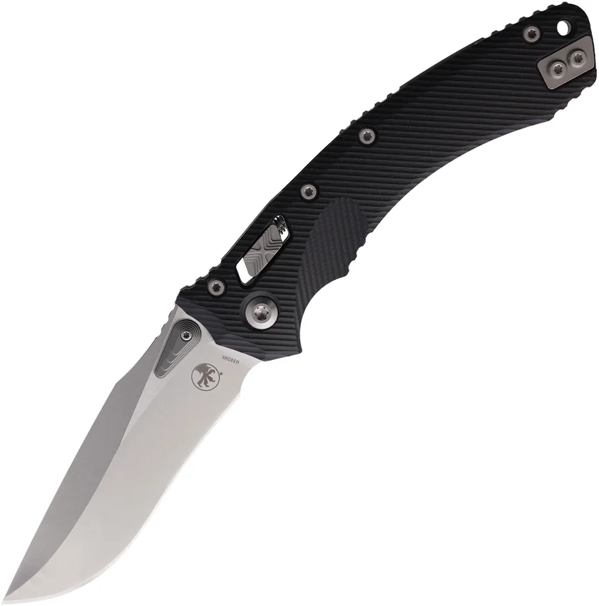 Microtech Amphibian Ram-Lok S/E Manual Knife Fluted Black G-10 (3.9" Stonewash)