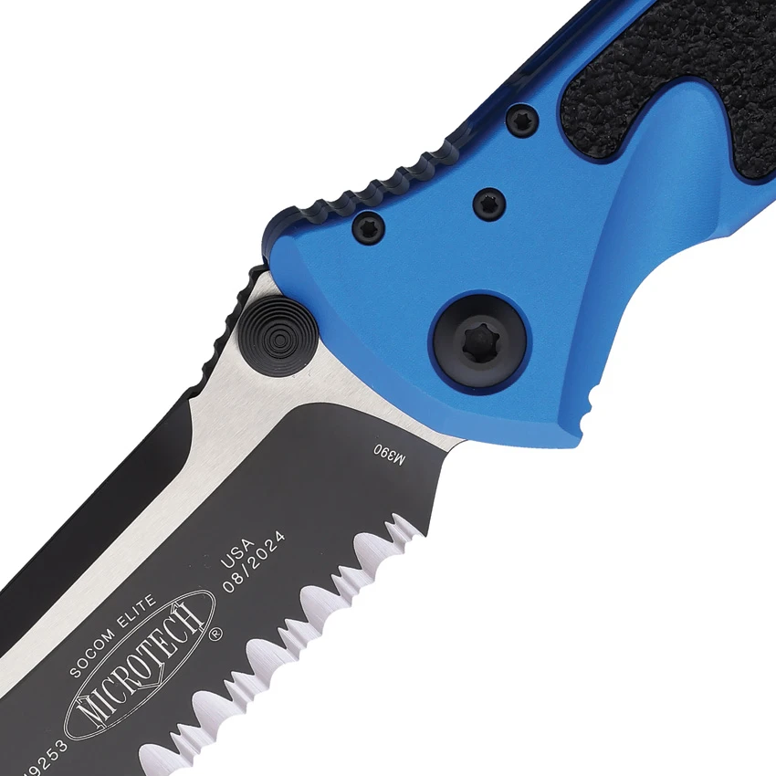 Microtech Socom Elite S/E Manual Knife Blue Aluminum (4" Black Serr) 160-2BL, Microtech Socom Elite S/E Manual Knife Blue Aluminum (4" Black Serr) 160-2BL for Sale, Microtech Socom Elite S/E Manual Knife Blue Aluminum (4" Black Serr) 160-2BL
