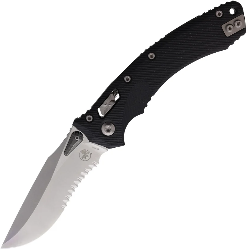 Microtech Amphibian Ram-Lok S/E Manual Knife Fluted Black G-10 (3.9" SW Serr)