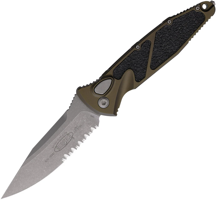 Microtech Socom Elite S/E Automatic Knife OD Green Al (4" Apocalyptic Serr), Microtech Socom Elite S/E Automatic Knife OD Green Al (4" Apocalyptic Serr) for Sale, Microtech Socom Elite S/E Automatic Knife OD Green Al (4" Apocalyptic Serr)
