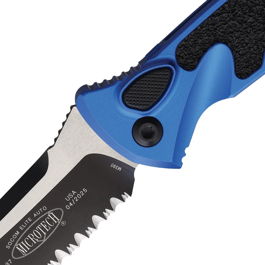 Microtech Socom Elite S/E Automatic Knife Blue Aluminum (4" Black Serr) 160A-2BL, Microtech Socom Elite S/E Automatic Knife Blue Aluminum (4" Black Serr) 160A-2BL for Sale, Microtech Socom Elite S/E Automatic Knife Blue Aluminum (4" Black Serr) 160A-2BL