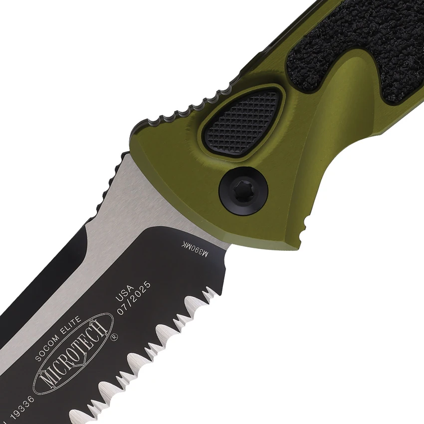 Microtech Socom Elite S/E Automatic Knife OD Green Aluminum (4" Two-Tone Serr), Microtech Socom Elite S/E Automatic Knife OD Green Aluminum (4" Two-Tone Serr) for Sale, Microtech Socom Elite S/E Automatic Knife OD Green Aluminum (4" Two-Tone Serr)