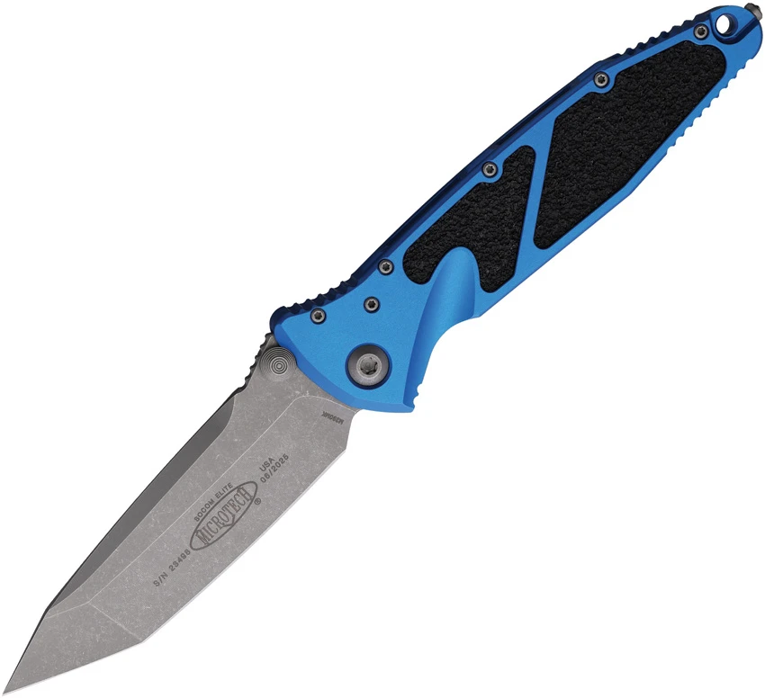 Microtech Socom Elite T/E Manual Knife Blue Aluminum (4" Apoc) 161-10APBL, Microtech Socom Elite T/E Manual Knife Blue Aluminum (4" Apoc) 161-10APBL for Sale, Microtech Socom Elite T/E Manual Knife Blue Aluminum (4" Apoc) 161-10APBL