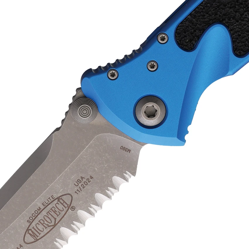 Microtech Socom Elite T/E Manual Knife Blue Al (4" Apocalyptic Serr) 161-11APBL, Microtech Socom Elite T/E Manual Knife Blue Al (4" Apocalyptic Serr) 161-11APBL for Sale, Microtech Socom Elite T/E Manual Knife Blue Al (4" Apocalyptic Serr) 161-11APBL