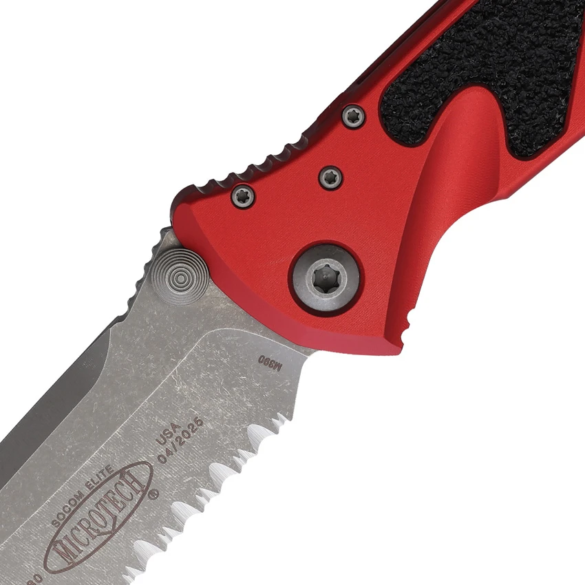 Microtech Socom Elite T/E Manual Knife Red Al (4" Apocalyptic Serr) 161-11APRD, Microtech Socom Elite T/E Manual Knife Red Al (4" Apocalyptic Serr) 161-11APRD for Sale, Microtech Socom Elite T/E Manual Knife Red Al (4" Apocalyptic Serr) 161-11APRD