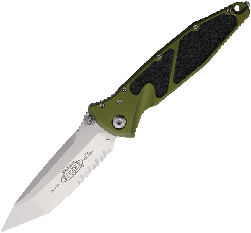 Microtech Socom Elite Tanto Manual Knife OD Green (4" Stonewash Serr) 161-11OD, Microtech Socom Elite Tanto Manual Knife OD Green (4" Stonewash Serr) 161-11OD for Sale, Microtech Socom Elite Tanto Manual Knife OD Green (4" Stonewash Serr) 161-11OD
