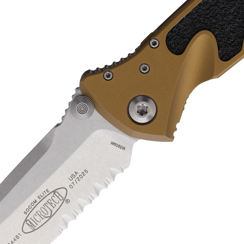 Microtech Socom Elite T/E Liner Lock Knife Tan Aluminum (4" SW Serr) 161-11TA, Microtech Socom Elite T/E Liner Lock Knife Tan Aluminum (4" SW Serr) 161-11TA for Sale, Microtech Socom Elite T/E Liner Lock Knife Tan Aluminum (4" SW Serr) 161-11TA