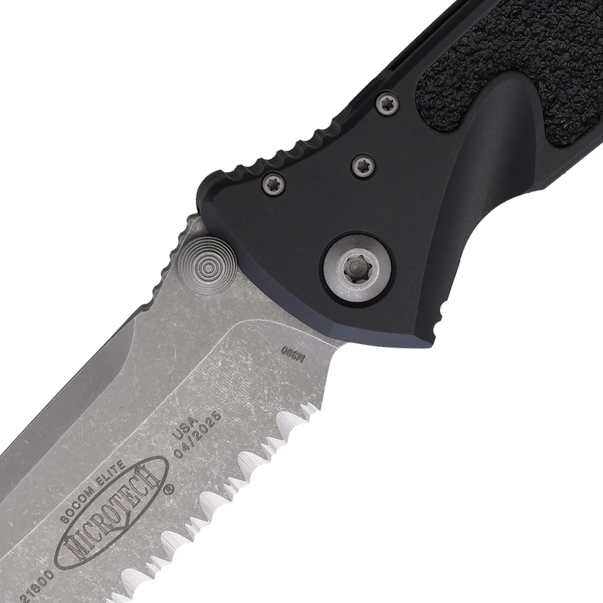 Microtech Socom Elite Manual Tanto Knife Black (4" Apocalyptic Serrated), Microtech Socom Elite Manual Tanto Knife Black (4" Apocalyptic Serrated) for Sale, Microtech Socom Elite Manual Tanto Knife Black (4" Apocalyptic Serrated)