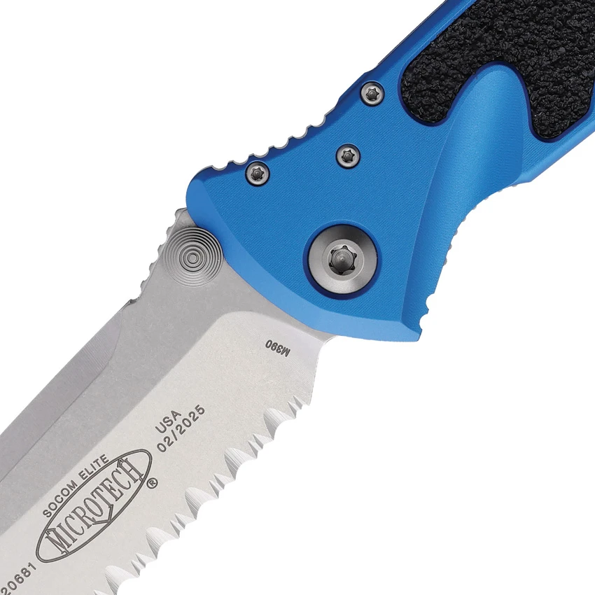 Microtech Socom Elite T/E Manual Knife Blue Aluminum (4" SW Full Serr) 161-12BL, Microtech Socom Elite T/E Manual Knife Blue Aluminum (4" SW Full Serr) 161-12BL for Sale, Microtech Socom Elite T/E Manual Knife Blue Aluminum (4" SW Full Serr) 161-12BL