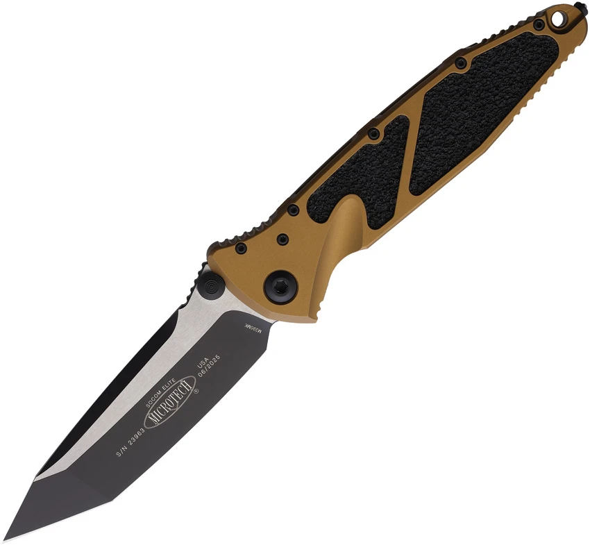 Microtech Socom Elite Tanto Manual Knife Tan (4" Black) 161-1TA, Microtech Socom Elite Tanto Manual Knife Tan (4" Black) 161-1TA for Sale, Microtech Socom Elite Tanto Manual Knife Tan (4" Black) 161-1TA