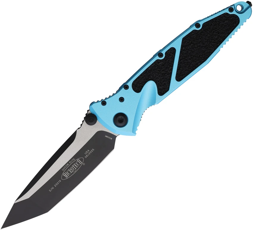 Microtech Socom Elite T/E Manual Knife Turquoise Aluminum (4" Black) 161-1TQ, Microtech Socom Elite T/E Manual Knife Turquoise Aluminum (4" Black) 161-1TQ for Sale, Microtech Socom Elite T/E Manual Knife Turquoise Aluminum (4" Black) 161-1TQ
