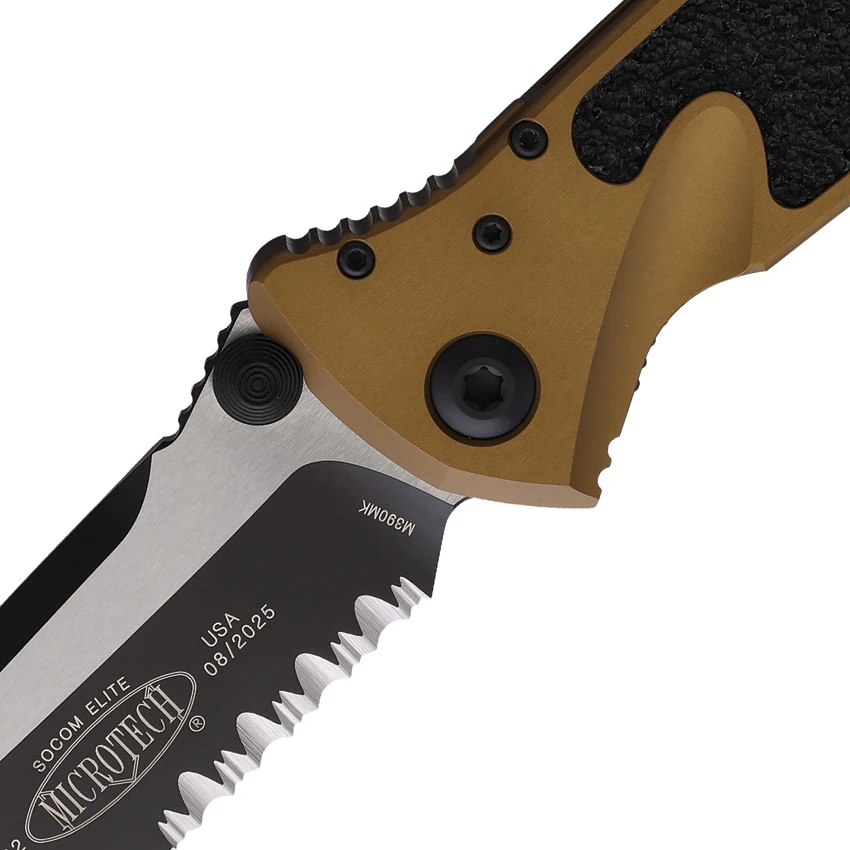 Microtech Socom Elite Tanto Manual Knife Tan (4" Black Serr) 161-2TA, Microtech Socom Elite Tanto Manual Knife Tan (4" Black Serr) 161-2TA for Sale, Microtech Socom Elite Tanto Manual Knife Tan (4" Black Serr) 161-2TA