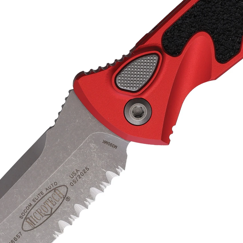 Microtech Socom Elite T/E Automatic Knife Red (4" Apocalyptic Serr) 161A-11APRD, Microtech Socom Elite T/E Automatic Knife Red (4" Apocalyptic Serr) 161A-11APRD for Sale, Microtech Socom Elite T/E Automatic Knife Red (4" Apocalyptic Serr) 161A-11APRD