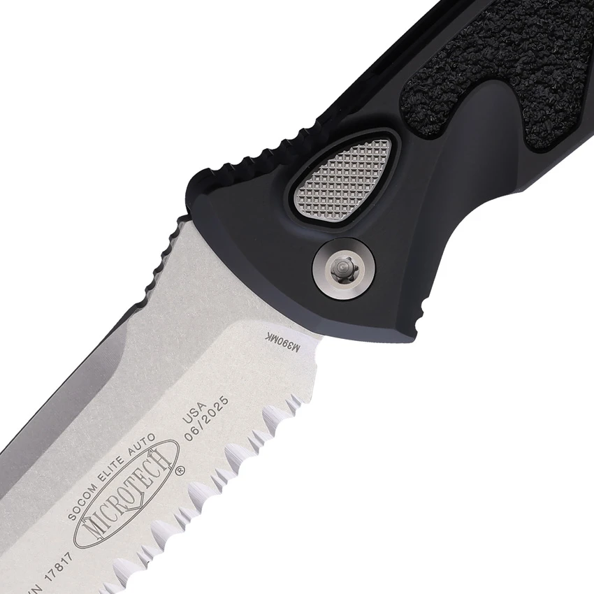 Microtech Socom Elite T/E Automatic Knife Black (4" Stonewash Full Serr), Microtech Socom Elite T/E Automatic Knife Black (4" Stonewash Full Serr) for Sale, Microtech Socom Elite T/E Automatic Knife Black (4" Stonewash Full Serr)