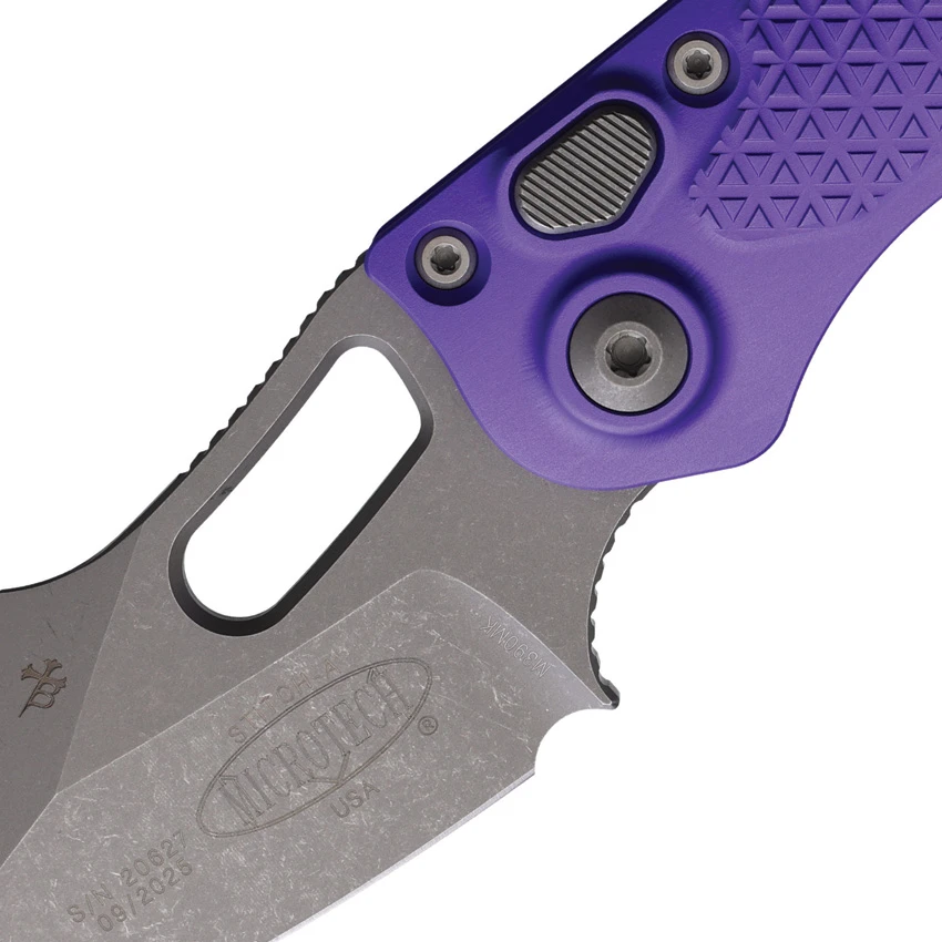 Microtech Stitch Automatic Knife Textured Purple Aluminum (3.75" Apocalyptic), Microtech Stitch Automatic Knife Textured Purple Aluminum (3.75" Apocalyptic) for Sale, Microtech Stitch Automatic Knife Textured Purple Aluminum (3.75" Apocalyptic)