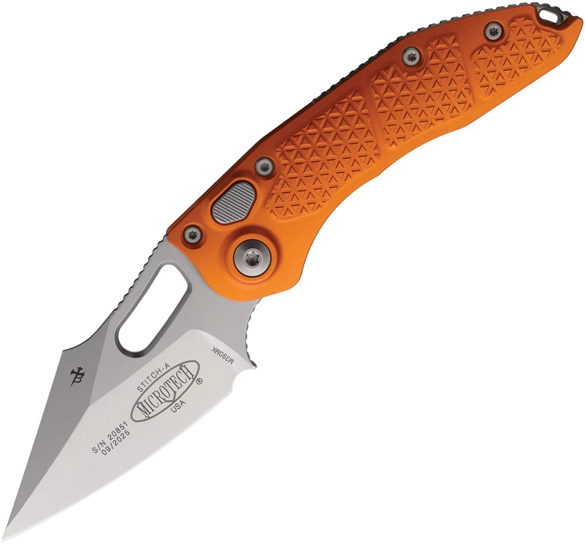 Microtech Stitch Automatic Knife Orange Aluminum (3.75" Stonewashed), Microtech Stitch Automatic Knife Orange Aluminum (3.75" Stonewashed) for Sale, Microtech Stitch Automatic Knife Orange Aluminum (3.75" Stonewashed)