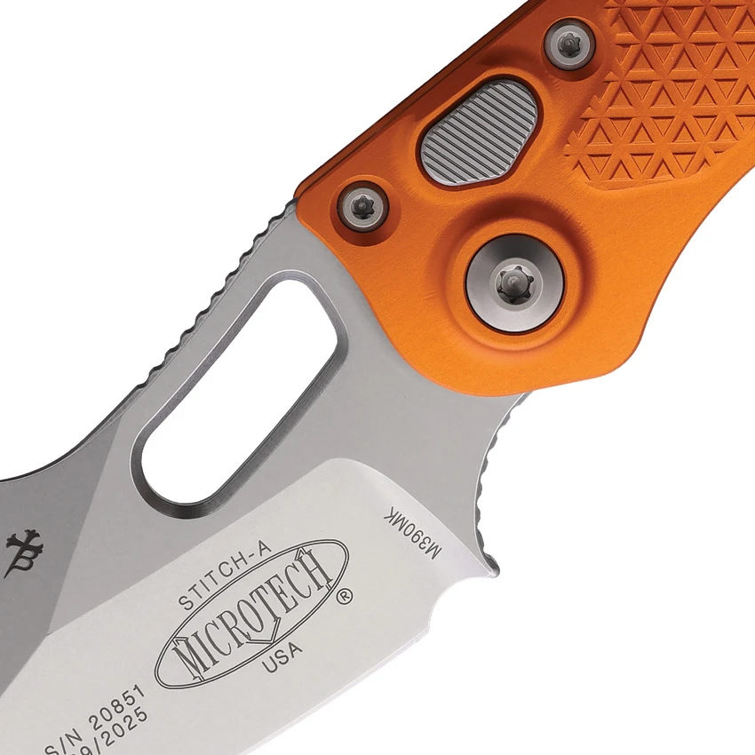 Microtech Stitch Automatic Knife Orange Aluminum (3.75" Stonewashed), Microtech Stitch Automatic Knife Orange Aluminum (3.75" Stonewashed) for Sale, Microtech Stitch Automatic Knife Orange Aluminum (3.75" Stonewashed)