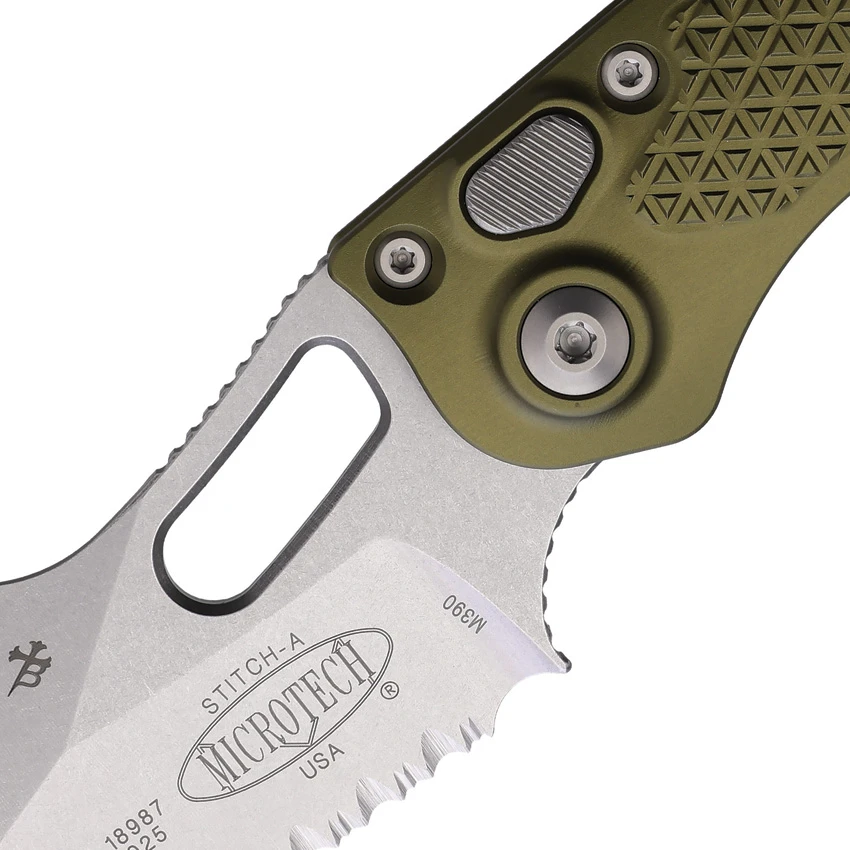 Microtech Stitch Automatic Knife OD Green Aluminum (3.75" Stonewash), Microtech Stitch Automatic Knife OD Green Aluminum (3.75" Stonewash) for Sale, Microtech Stitch Automatic Knife OD Green Aluminum (3.75" Stonewash)