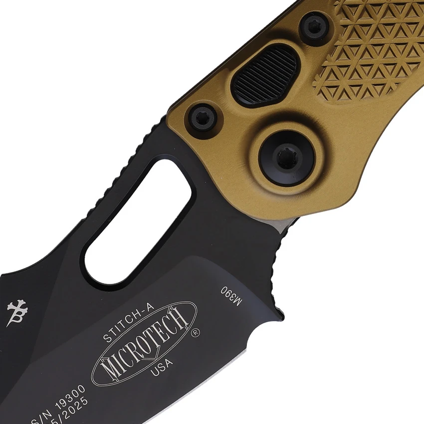 Microtech Stitch Automatic Knife Tan Aluminum (3.75" Black), Microtech Stitch Automatic Knife Tan Aluminum (3.75" Black) for Sale, Microtech Stitch Automatic Knife Tan Aluminum (3.75" Black)