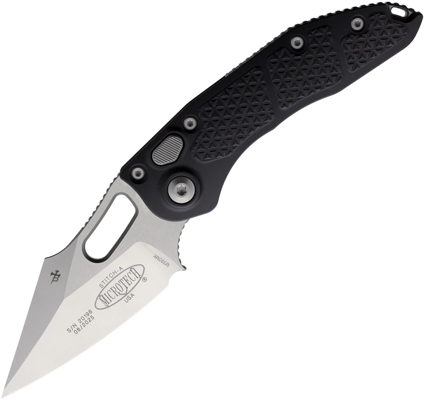 Microtech Stitch Automatic Knife Textured Black Aluminum (3.75" Satin), Microtech Stitch Automatic Knife Textured Black Aluminum (3.75" Satin) for Sale, Microtech Stitch Automatic Knife Textured Black Aluminum (3.75" Satin)