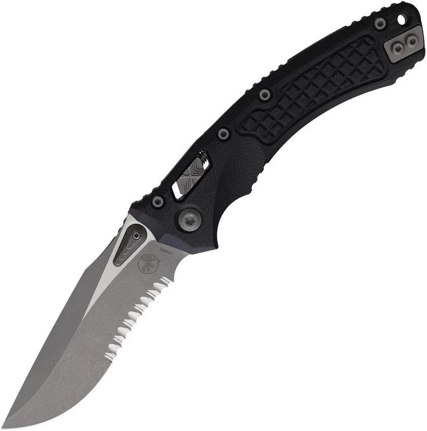 Microtech Amphibian Ram-Lok S/E Manual Knife Frag Black G-10 (3.9" Apoc Serr)