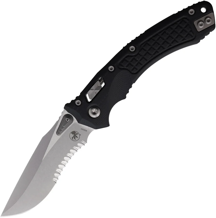 Microtech Amphibian Ram-Lok S/E Manual Knife Frag Black G-10 (3.9" SW Serr)