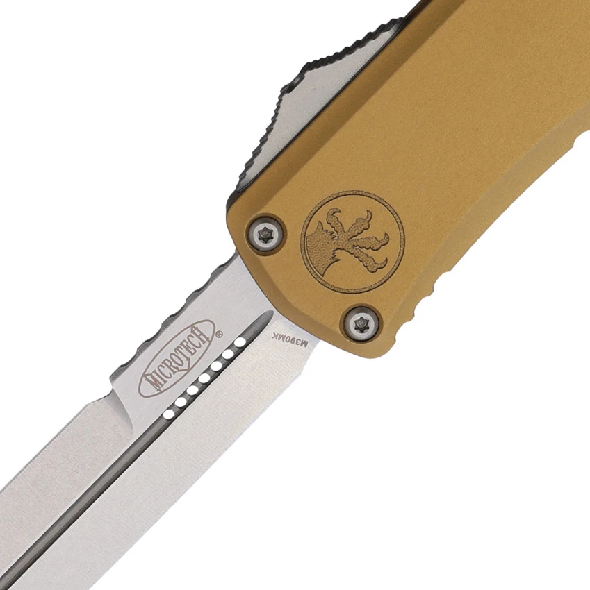 Microtech Hera II Mini Bayonet OTF Automatic Knife Tan Aluminum (3" Stonewash), Microtech Hera II Mini Bayonet OTF Automatic Knife Tan Aluminum (3" Stonewash) for Sale, Microtech Hera II Mini Bayonet OTF Automatic Knife Tan Aluminum (3" Stonewash)