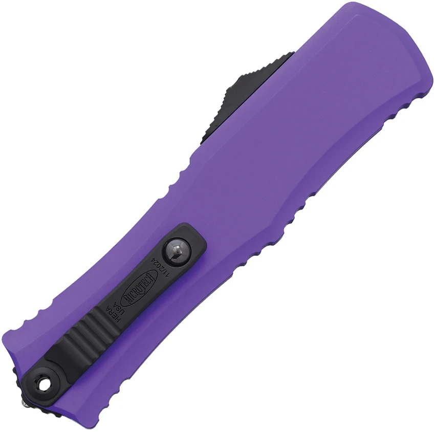 Microtech Hera II Mini D/E OTF Automatic Knife Purple Aluminum (3" Black), Microtech Hera II Mini D/E OTF Automatic Knife Purple Aluminum (3" Black) for Sale, Microtech Hera II Mini D/E OTF Automatic Knife Purple Aluminum (3" Black)