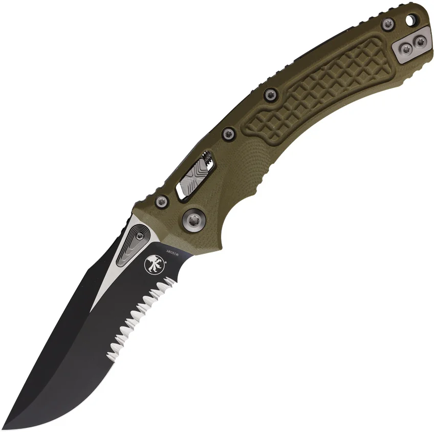 Microtech Amphibian Ram-Lok Knife Frag OD Green G-10 (3.9" Black Serr)