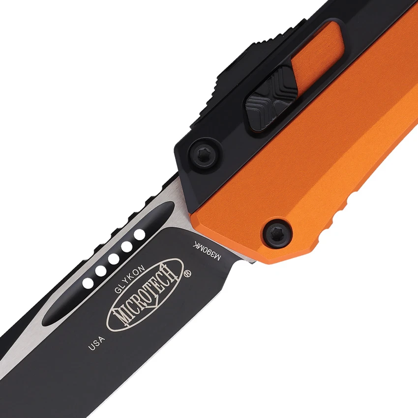 Microtech Glykon T/E OTF Automatic Knife Orange Aluminum/Titanium (3.75" Black), Microtech Glykon T/E OTF Automatic Knife Orange Aluminum/Titanium (3.75" Black) for Sale, Microtech Glykon T/E OTF Automatic Knife Orange Aluminum/Titanium (3.75" Black)