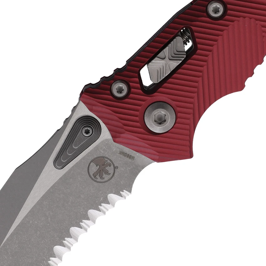Microtech Amphibian S/E Ram-Lok Knife Fluted Merlot Red Al (3.9" Apoc Serr), Microtech Amphibian S/E Ram-Lok Knife Fluted Merlot Red Al (3.9" Apoc Serr) for Sale, Microtech Amphibian S/E Ram-Lok Knife Fluted Merlot Red Al (3.9" Apoc Serr)