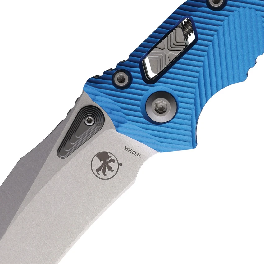 Microtech Amphibian Ram-Lok Knife Fluted Blue Aluminum (3.9" Stonewash), Microtech Amphibian Ram-Lok Knife Fluted Blue Aluminum (3.9" Stonewash) for Sale, Microtech Amphibian Ram-Lok Knife Fluted Blue Aluminum (3.9" Stonewash)