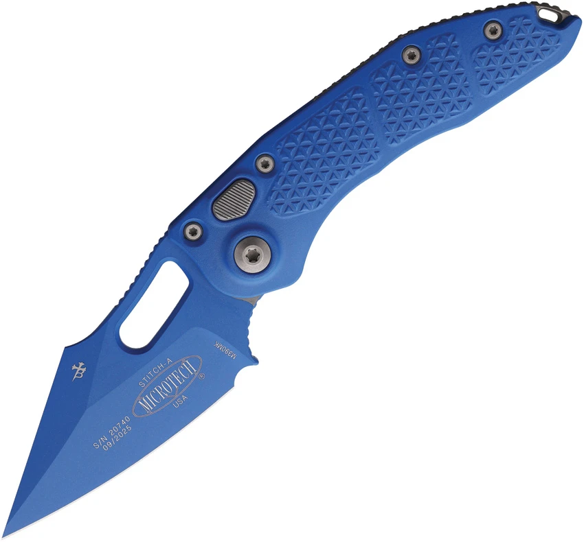 Microtech Stitch Automatic Knife Blue Aluminum (3.75" Cerakote Blue), Microtech Stitch Automatic Knife Blue Aluminum (3.75" Cerakote Blue) for Sale, Microtech Stitch Automatic Knife Blue Aluminum (3.75" Cerakote Blue)