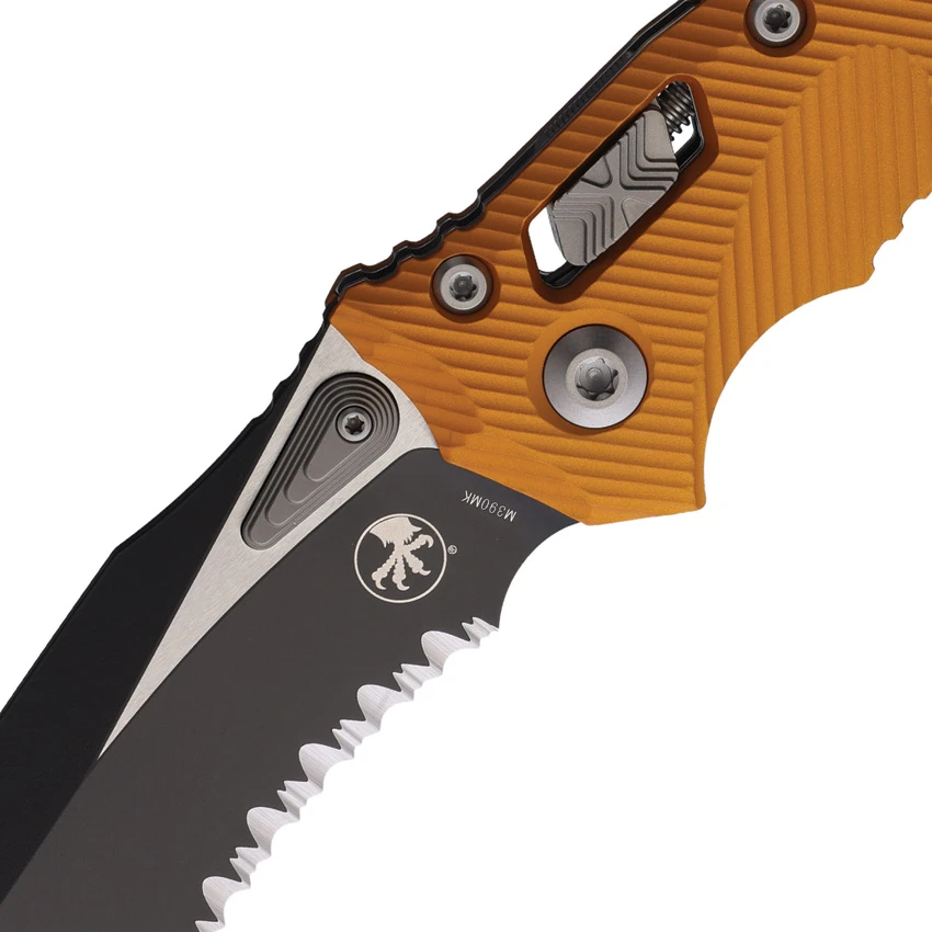 Microtech Amphibian Ram-Lok Knife Fluted Orange Aluminum (3.9" Two-Tone Serr), Microtech Amphibian Ram-Lok Knife Fluted Orange Aluminum (3.9" Two-Tone Serr) for Sale, Microtech Amphibian Ram-Lok Knife Fluted Orange Aluminum (3.9" Two-Tone Serr)