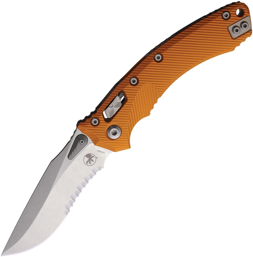 Microtech Amphibian Ram-Lok Knife Fluted Orange Aluminum (3.9" SW Serrated), Microtech Amphibian Ram-Lok Knife Fluted Orange Aluminum (3.9" SW Serrated) for Sale, Microtech Amphibian Ram-Lok Knife Fluted Orange Aluminum (3.9" SW Serrated)