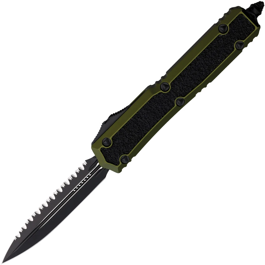 Microtech Makora Sig Series OTF Auto Knife OD Green Black (3.4" Black Serr), Microtech Makora Sig Series OTF Auto Knife OD Green Black (3.4" Black Serr) for Sale, Microtech Makora Sig Series OTF Auto Knife OD Green Black (3.4" Black Serr)