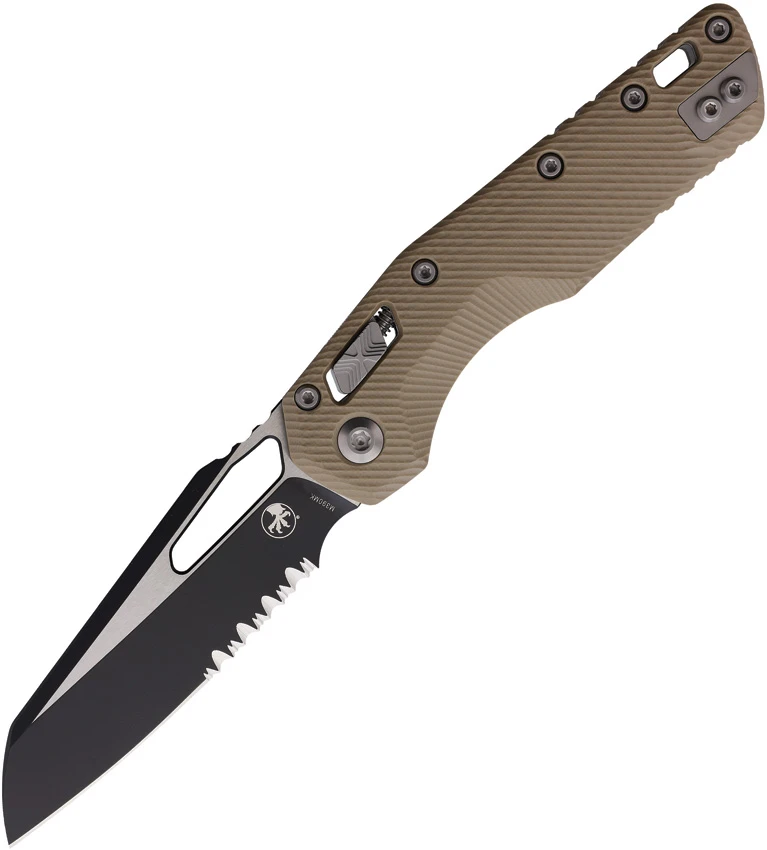 Microtech MSI Ram-Lok Knife Tan Fluted G-10 (3.9" Two-Tone Serr), Microtech MSI Ram-Lok Knife Tan Fluted G-10 (3.9" Two-Tone Serr) for Sale, Microtech MSI Ram-Lok Knife Tan Fluted G-10 (3.9" Two-Tone Serr)