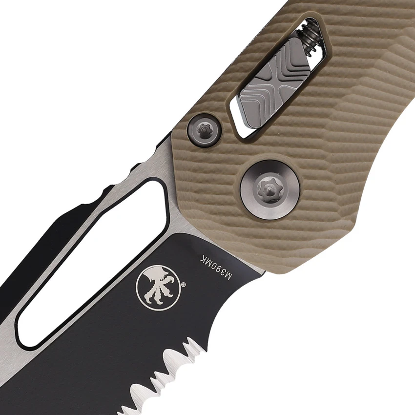 Microtech MSI Ram-Lok Knife Tan Fluted G-10 (3.9" Two-Tone Serr), Microtech MSI Ram-Lok Knife Tan Fluted G-10 (3.9" Two-Tone Serr) for Sale, Microtech MSI Ram-Lok Knife Tan Fluted G-10 (3.9" Two-Tone Serr)