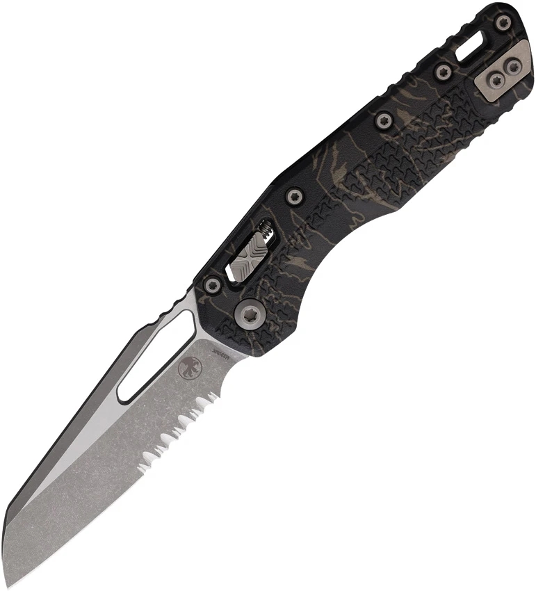 Microtech Standard Issue MSI Ram-Lok Knife Tiger Stripe Camo (3.9" Apoc Serr), Microtech Standard Issue MSI Ram-Lok Knife Tiger Stripe Camo (3.9" Apoc Serr) for Sale, Microtech Standard Issue MSI Ram-Lok Knife Tiger Stripe Camo (3.9" Apoc Serr)